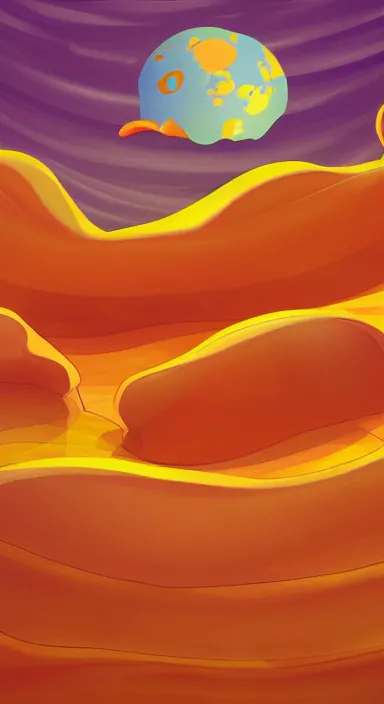 Prompt: orange floating island cartoon app background artwork, digital art, award winning