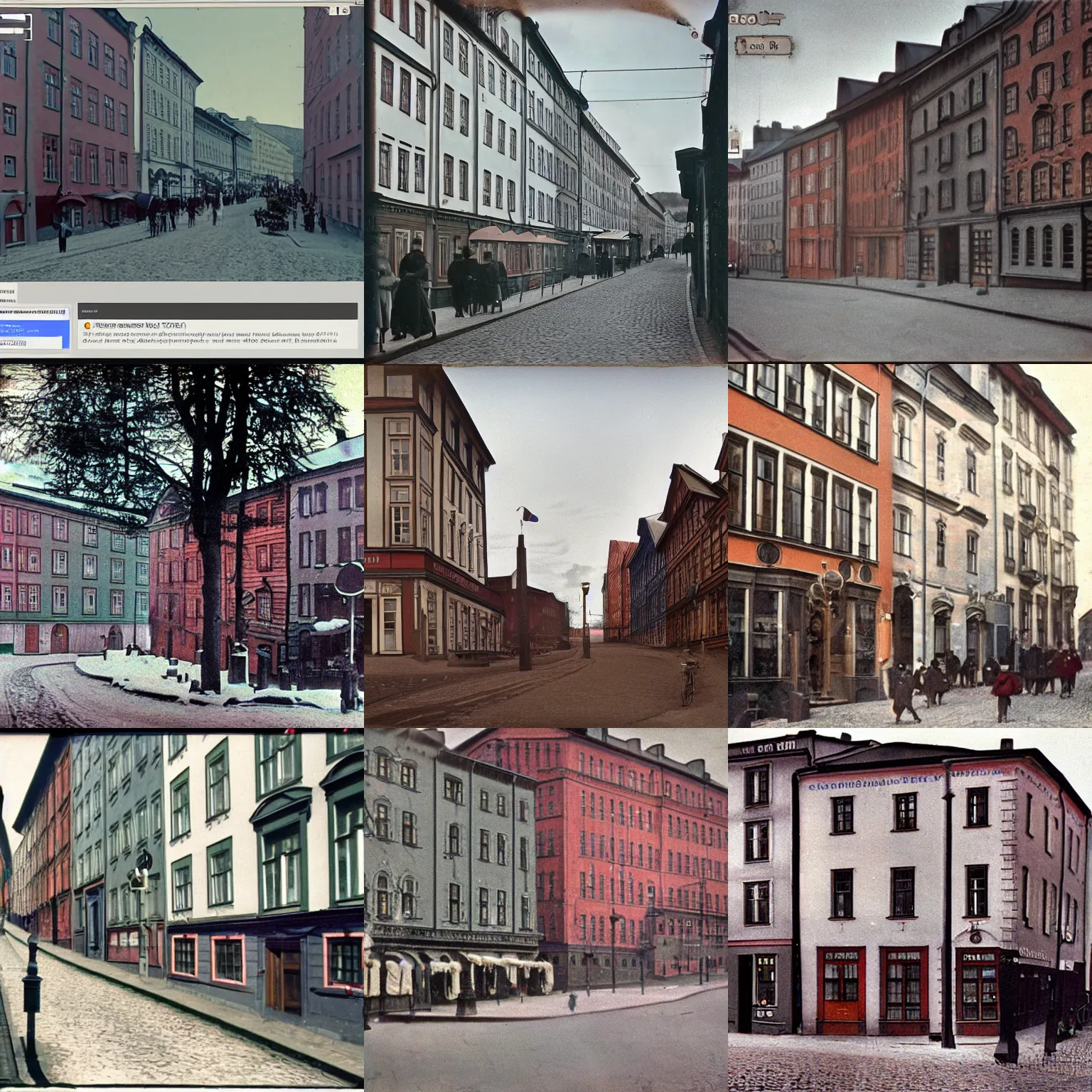 Prompt: google streetview screenshot from oslo in color from 1 9 2 0