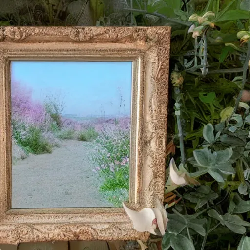 Prompt: a ultra high definition pastel coloured photograph from a holiday photo album. the photo is a medium frame, 5 0 mm depicting public viewpoints from areas of outstanding natural beauty in an alien world with pale pastel coloured flora. no artefacts. highly detailed.