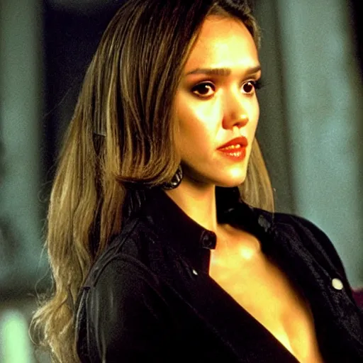 Image similar to Jessica Alba as scarface, movie still