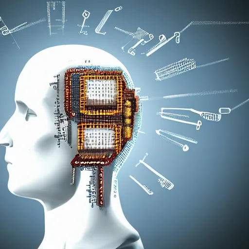 Prompt: microcontroller in a human head