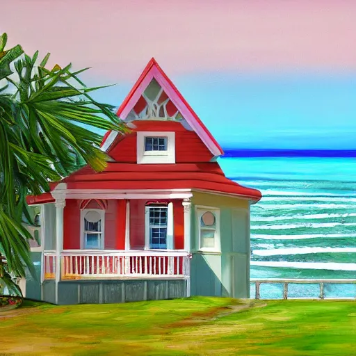 Image similar to house by the seaside, art, digital, painting, bloom, 8 k, hyperrealistic, photo