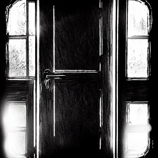 Image similar to “ door ajar from the inside, horror, dark, lens flare, hd, 4 k ”