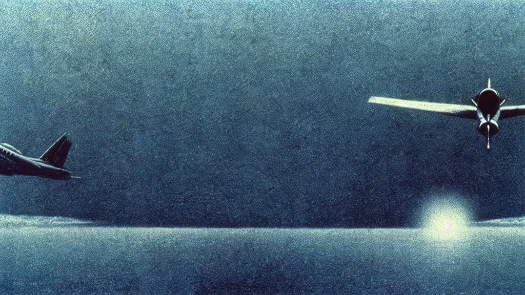 Prompt: the jets plane flies through an alternate dimension, film still from the movie directed by christopher nolan and david cronenberg with art direction by zdzisław beksinski and dr. seuss