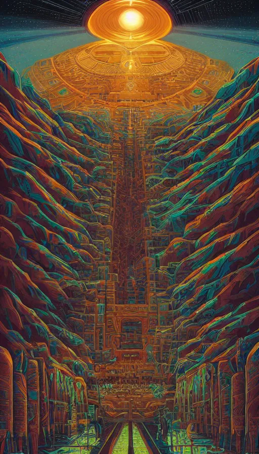 Image similar to The oracle of the mayan elders, italian futurism, Dan Mumford