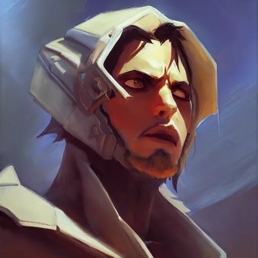 Image similar to greg manchess portrait painting of eren jager as overwatch character, medium shot, asymmetrical, profile picture, organic painting, sunny day, matte painting, bold shapes, hard edges, street art, trending on artstation, by huang guangjian and gil elvgren and sachin teng