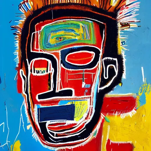 Image similar to A extremely highly detailed majestic hi-res beautiful immaculate head and shoulders painting of a strong black african man by Jean-Michel Basquiat, 8k, high textures, hyper sharp, insanely detailed and intricate, super detailed, 4k HDR high quality