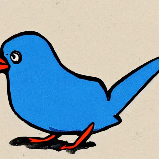 Image similar to a cartoon drawing of a blue speaking bird,