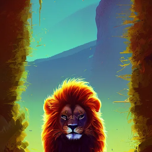 Image similar to lion, pedro correa, alena aenami, kilian eng, android jones