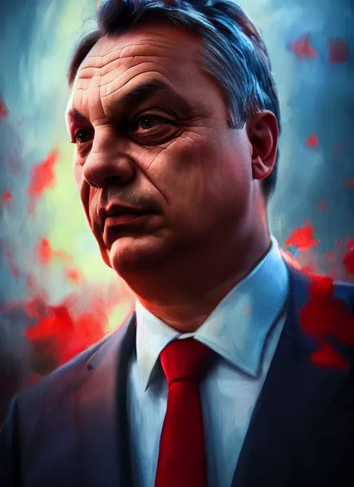 Image similar to photo of viktor orban in hell, in the style of stefan kostic, realistic, professionally, professionally color graded, half body shot, sharp focus, 8 k high definition, insanely detailed, intricate, elegant, art by stanley lau and artgerm