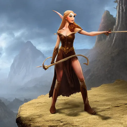 Image similar to A detailed matte painting of an elven woman with a giant ant standing behind her