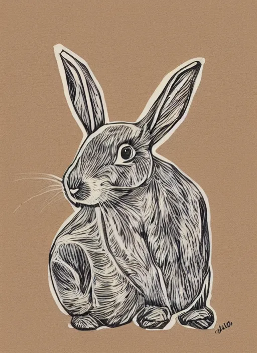 Image similar to rabbit woodcut print by Julie de Graag