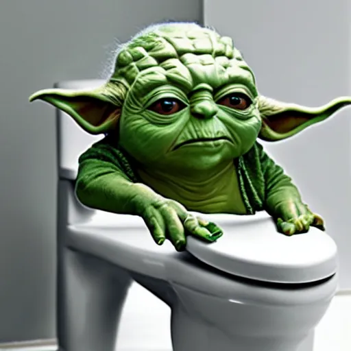 Image similar to toilet with angry facial expression, used by yoda