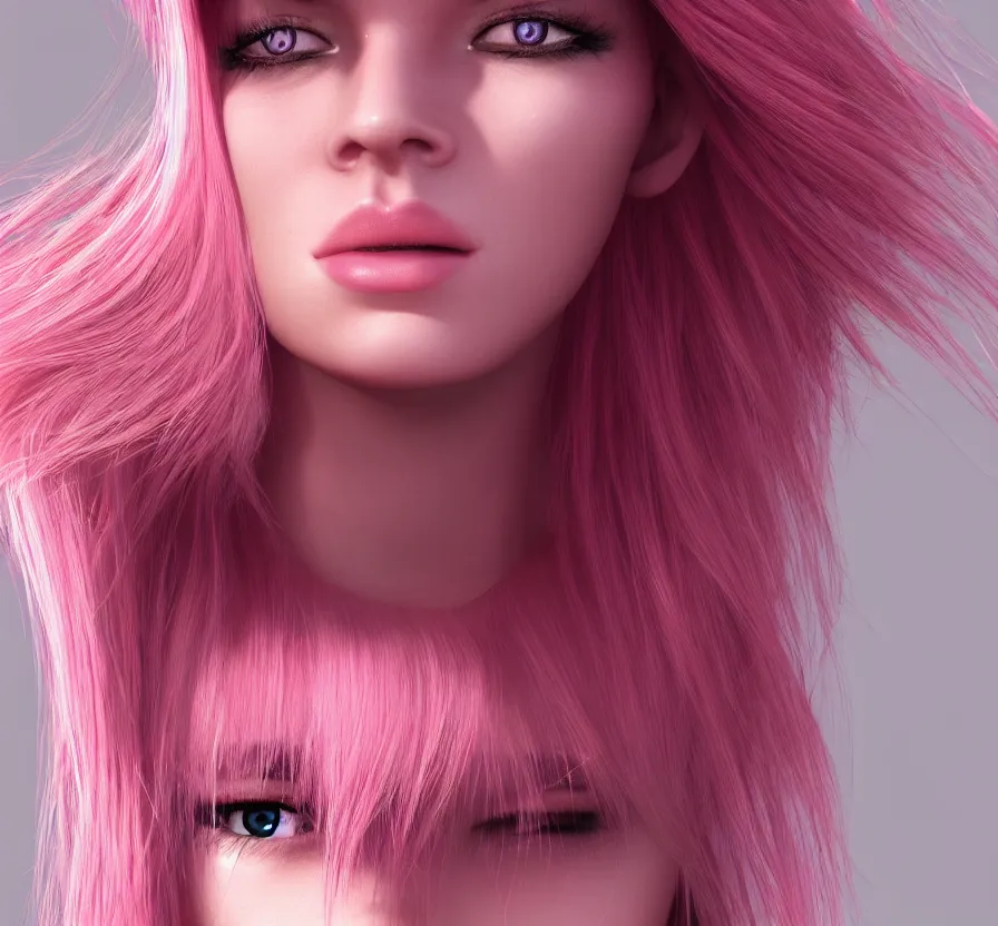 Prompt: beautiful model + pink hair + nice skin + beautiful eyes trending instagram, hd, hdr, ue 5, ue 6, unreal engine 5, cinematic 4 k wallpaper, 8 k, ultra detailed, by popular digital artist, artstation