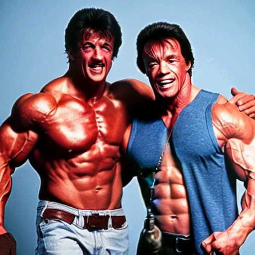 Image similar to stallone and schwarzenegger as friends series