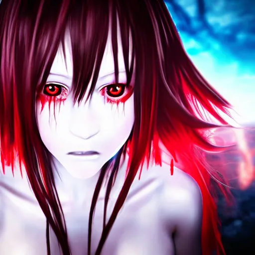 anime girl with blood running down her face, heavy | Stable Diffusion ...