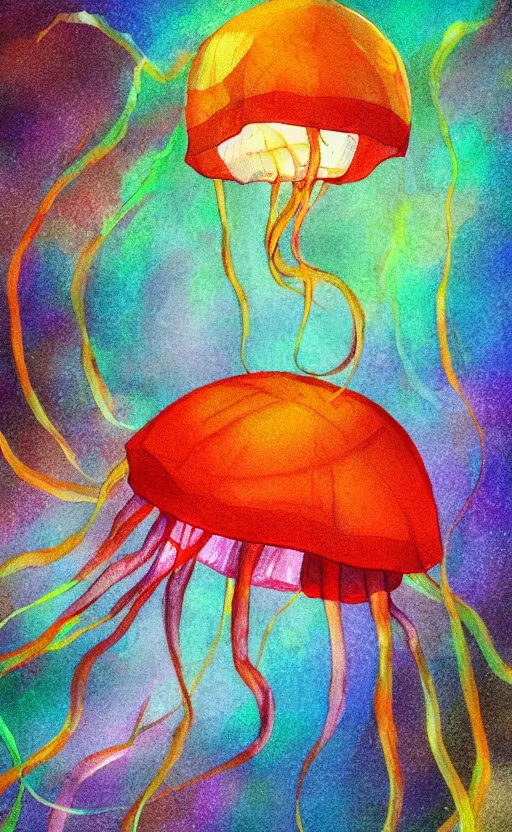 Image similar to jelly fish, autumn light, colorful, smoke, beautiful, by studio ghibli, crayons, digital art, concept art, sharp focus, illustration