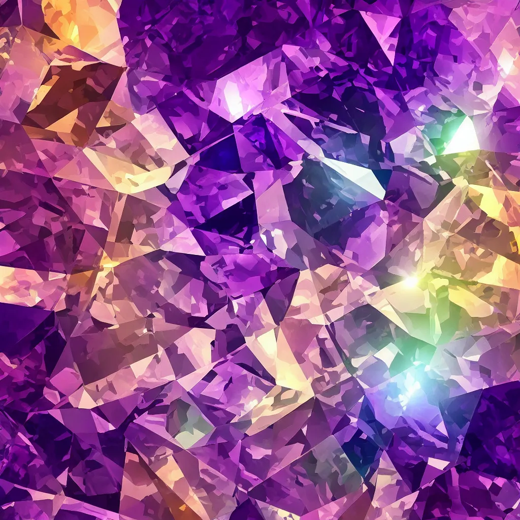 Prompt: amethyst gemstone prism multicolor gold liquid emeraud pearl quartz saphir grenat fluorite stylized digital illustration video game icon global illumination ray tracing advanced technology