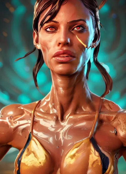 Prompt: glowwave portrait of a beautiful muscular girl's body, borderlands 3, au naturel, hyper detailed, digital art, trending in artstation, cinematic lighting, studio quality, smooth render, unreal engine 5 rendered, octane rendered, art style by klimt and nixeu and ian sprigger and wlop and krenz cushart.