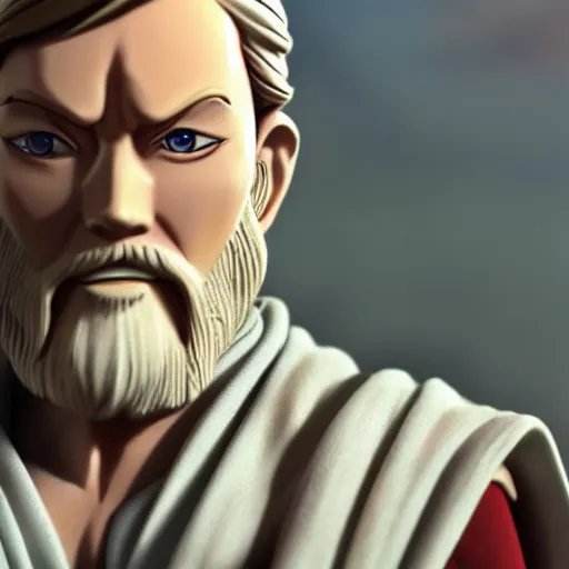 Prompt: Obi-Wan Kenobi as an anime character from Toei Animation. Extremely detailed. Beautiful. 4K.