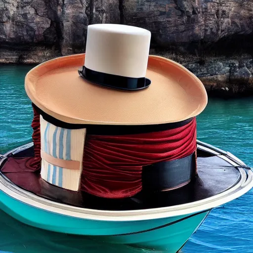 Image similar to a top hat with a boat inside