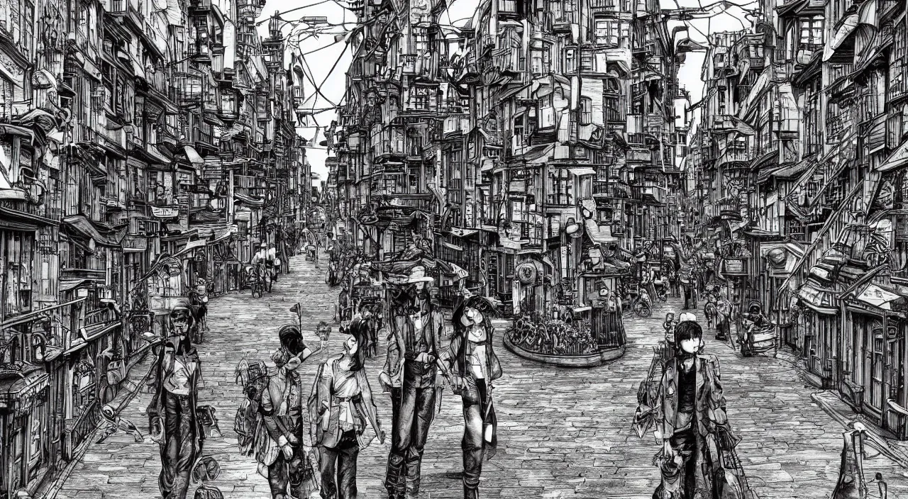 Image similar to steampunk city street with no people by junji ito, trending on artstation