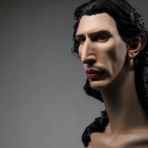 Image similar to animatronic Adam Driver, exposed wires, photo, Stan Winston studios, detailed, 4k