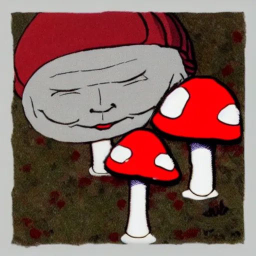 Image similar to red capped mushroom with alice in wonderland