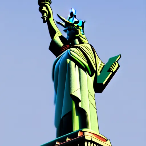 Image similar to super mario as the statue of liberty, highly detailed, extremely high quality, hd, 4 k, 8 k, canon 3 0 0 mm, professional photographer, 4 0 mp, lifelike, top - rated, award winning, realistic, detailed lighting, detailed shadows, sharp, no blur, edited, corrected, trending