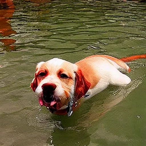 Image similar to dog swims in blood