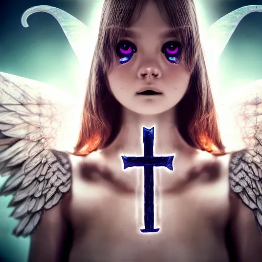Prompt: prompt, insanely beautiful angel with runes on the head, modelsociety, radiant skin, huge anime eyes, rtx on, perfect face, intricate, sony a 7 r iv, symmetric balance, polarizing filter, photolab, lightroom, 4 k, dolby vision, photography award