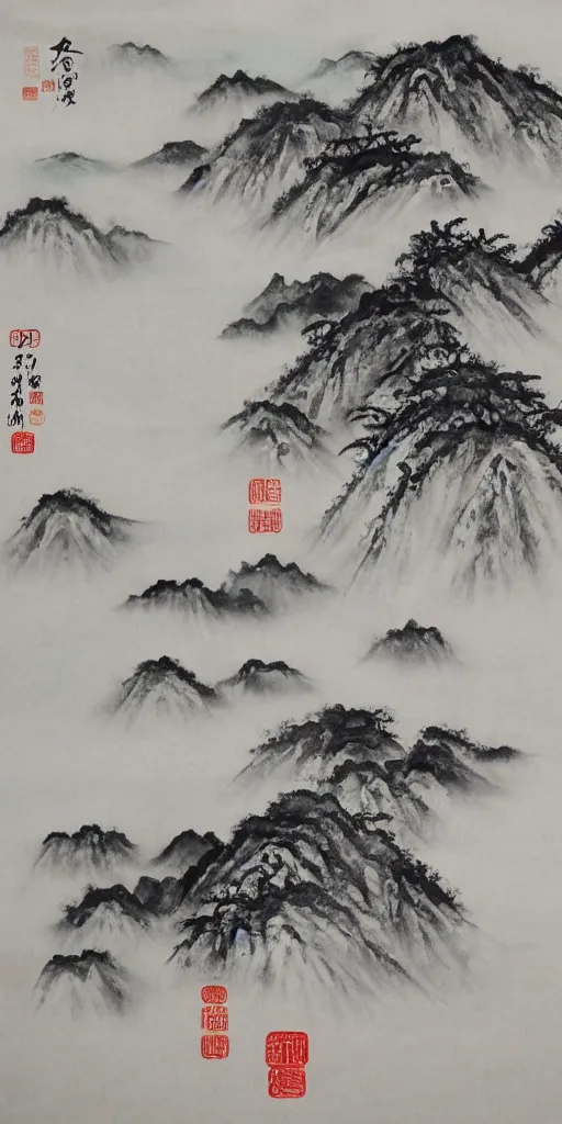 Prompt: 空山新雨后,天气晚来秋,Chinese Ink and wash painting