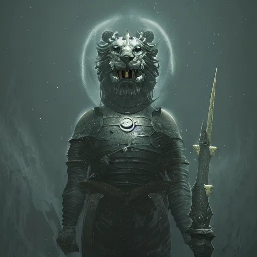 Prompt: lion as dark souls boss by Mike Winkelmann