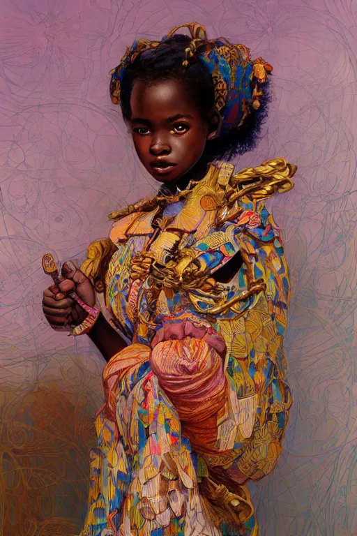 Prompt: african girl in traditional clothes in an office, art by joseph leyendecker, donato giancola, ruan jia, marc simonetti, peter mohrbacher, ayami kojima, cedric peyravernay, alphonse mucha, victo ngai, hyper detailed 4 k