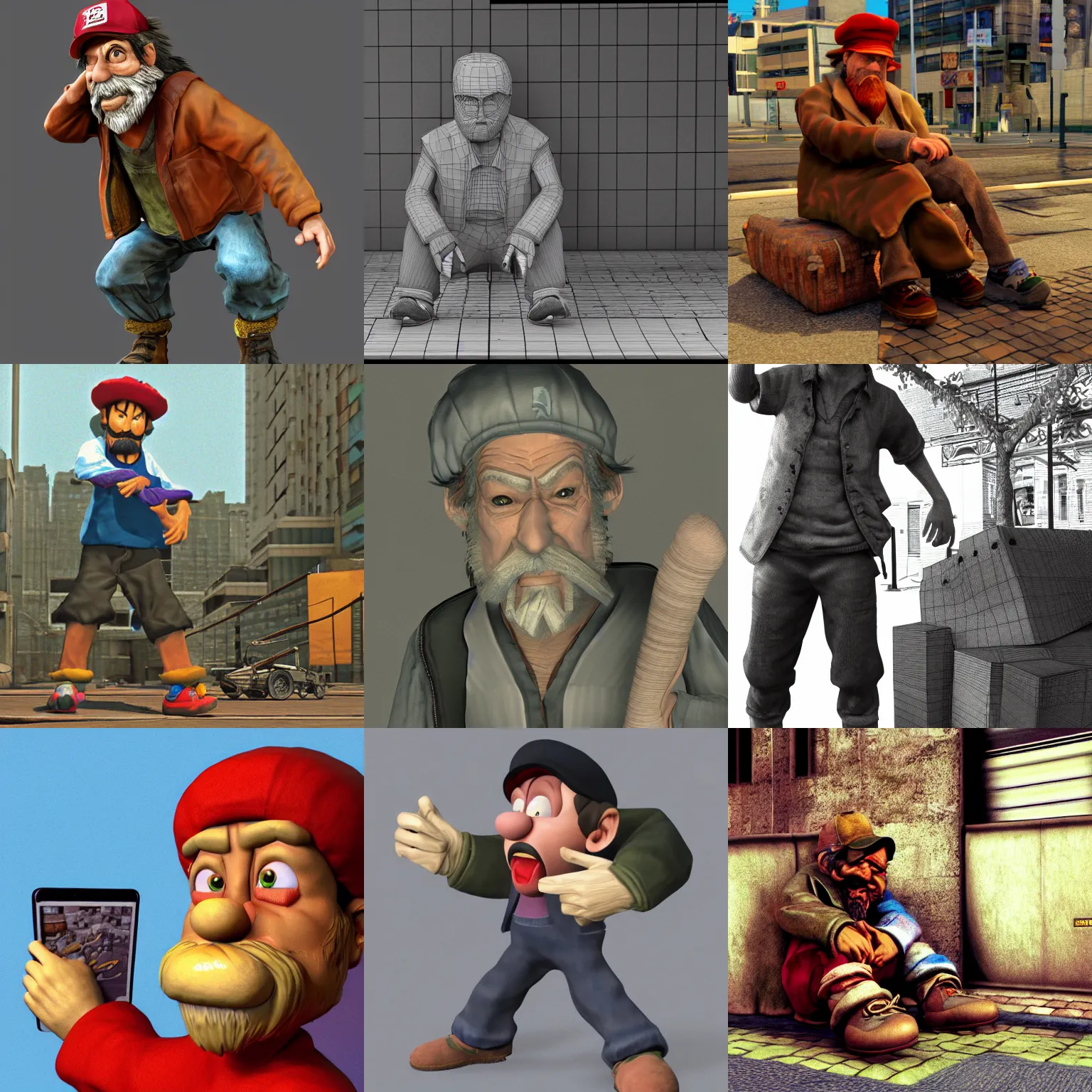 Prompt: the word HOBO: a 3D render by Miyamoto, featured on polycount, sots art, playstation 5 screenshot, official art, 1990s