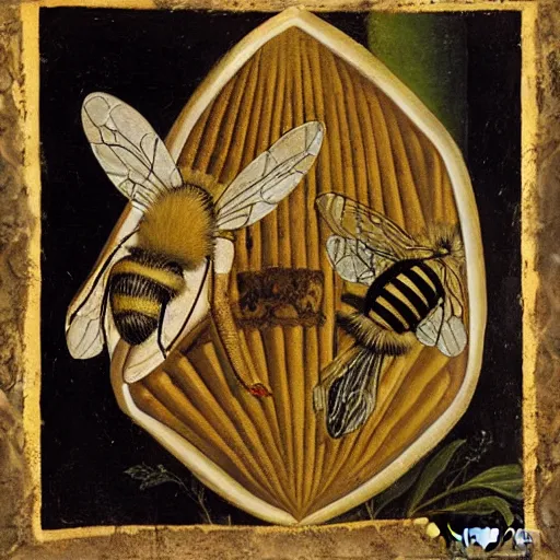 Prompt: a bee and beehive by sandro botticelli