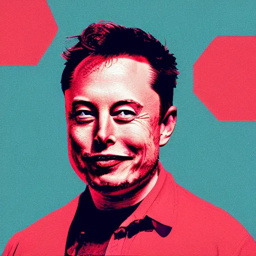 Image similar to happy elon musk, 2 d matte colors, poster style