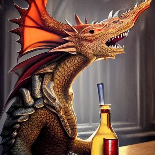 Image similar to a anthropomorphic dragon drinking in a bar Trending on artstation DeviantArt Pinterest furaffinty Photorealistic HD 8k highlights and shadow detailed High Resolution