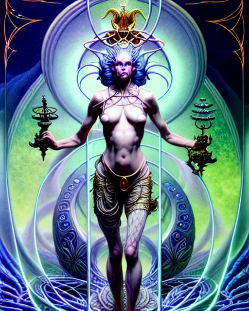 Image similar to temperance the tarot card, fantasy character portrait made of fractals, ultra realistic, wide angle, intricate details, the fifth element artifacts, highly detailed by peter mohrbacher, hajime sorayama, wayne barlowe, boris vallejo, aaron horkey, gaston bussiere, craig mullins