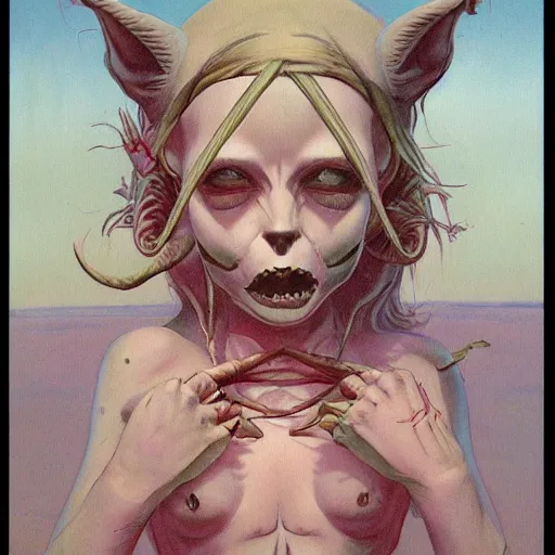 Image similar to original jean giraud art painting pastel goth aesthetic, creepy kawaii, psychedelic, matte painting, claire wendling