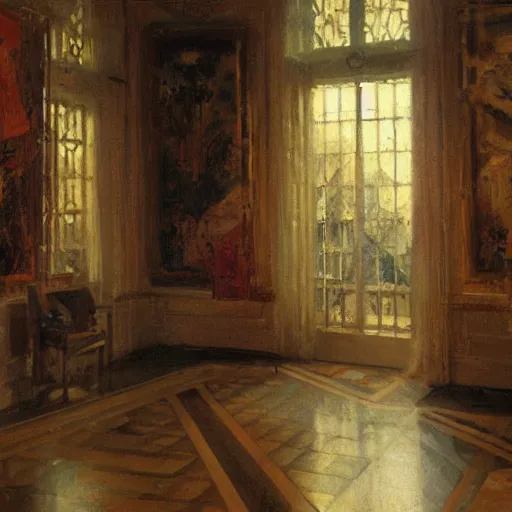 Prompt: detailed cinematic wide shot of sucession modern mansion design spring light, painting by gaston bussiere, craig mullins, j. c. leyendecker