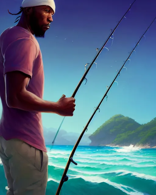 The Robot is Fishing with a Fishing Rod at Sea. Future Concept with Robotics  and Artificial Intelligence Stock Illustration - Illustration of creative,  human: 167199655