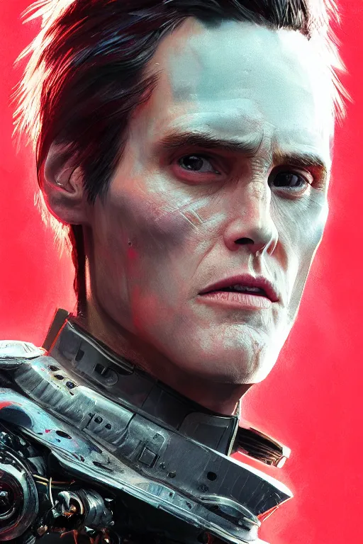 Prompt: a fancy portrait of young jim carrey as a cyborg by greg rutkowski, sung choi, mitchell mohrhauser, maciej kuciara, johnson ting, maxim verehin, peter konig, bloodborne, 8 k photorealistic, cinematic lighting, hd, high details, dramatic, dark atmosphere, trending on artstation