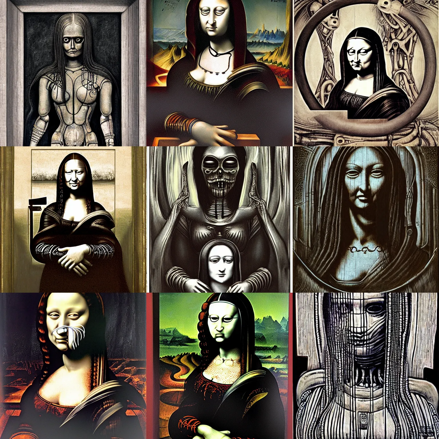 Prompt: giger, h. r. - monalisa in the style of giger, h. r. by giger, h. r.