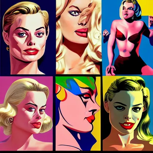 Prompt: vector art oil on canvas collage margot robbie by artgem by brian bolland by alex ross by artgem by brian bolland by alex rossby artgem by brian bolland by alex ross by artgem by brian bolland by alex ross