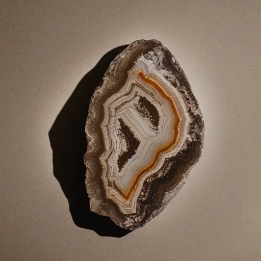 Image similar to studio lighting portrait of a whole rock that is half sandstone and half agate white background