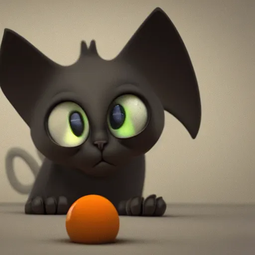 Prompt: 3d render cinematic A Cat Artwork by Tim Burton, blender, pixar