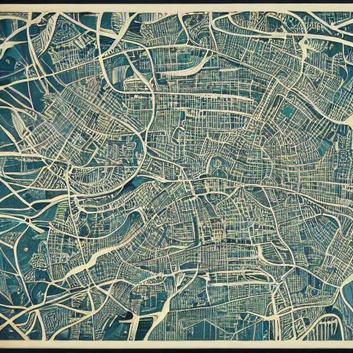 Image similar to very detailed, intricate, artsy, grotosque, jakarta map by gareth fuller and claire brewster