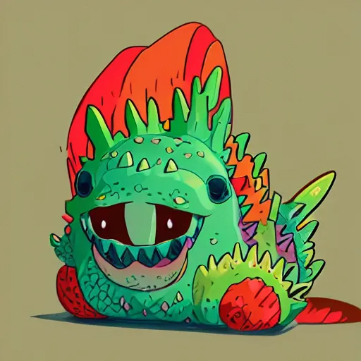 Image similar to cute kawaii godzilla kaiju sitting, colorful, artstation