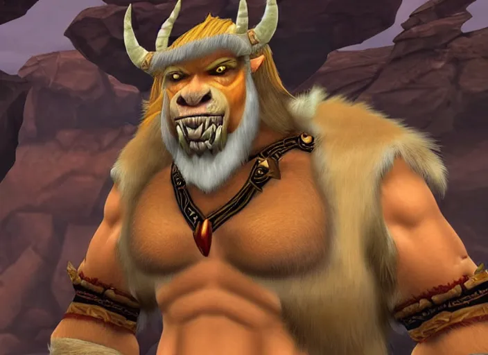 Image similar to donald trump as tauren in world of warcraft